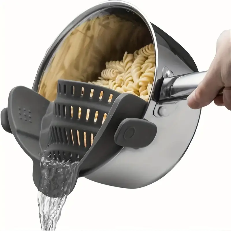 1pc, Strainer, Silicone Pot Strainer, Adjustable Silicone Clip On Strainer For Pots Pans And Bowls, Kitchen Pot Strainer, Hand Held Pot Drainer, Fruit Washing Filter For Noodles Pasta Veggies, Food Strainers, Colander With Clip, Kitchen Tools