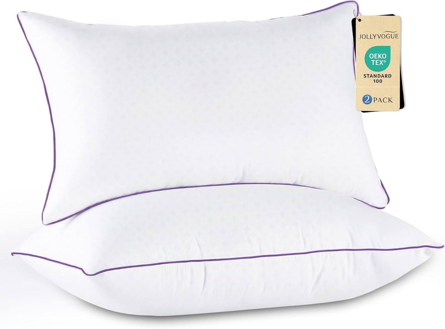 JOLLYVOGUE Pillows Queen Size Set of 2, Medium Supportive Bed Pillows with Super Soft Down Alternative Fill, Luxury Fluffy Hotel Quality for Side, Back, and Stomach Sleepers