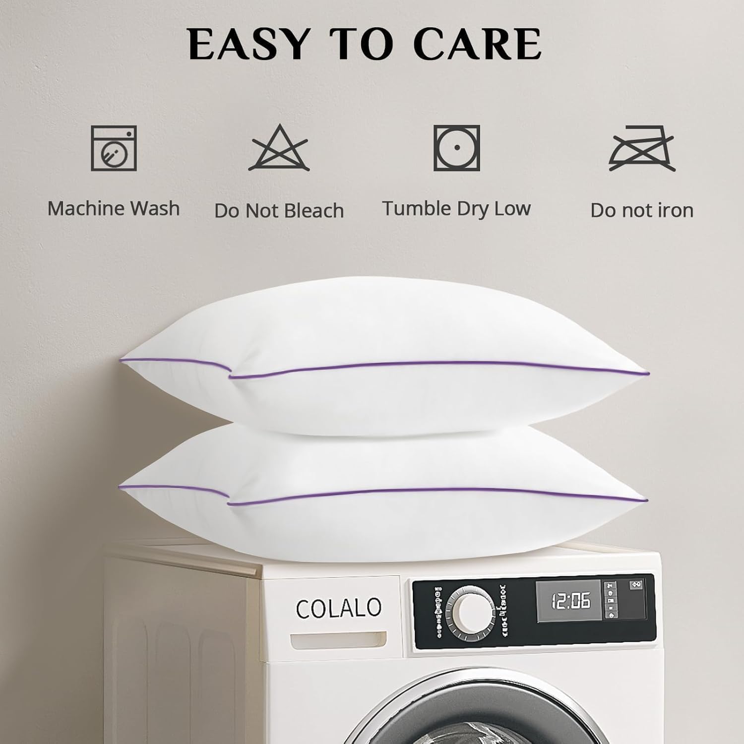 JOLLYVOGUE Pillows Queen Size Set of 2, Medium Supportive Bed Pillows with Super Soft Down Alternative Fill, Luxury Fluffy Hotel Quality for Side, Back, and Stomach Sleepers - 图片 5