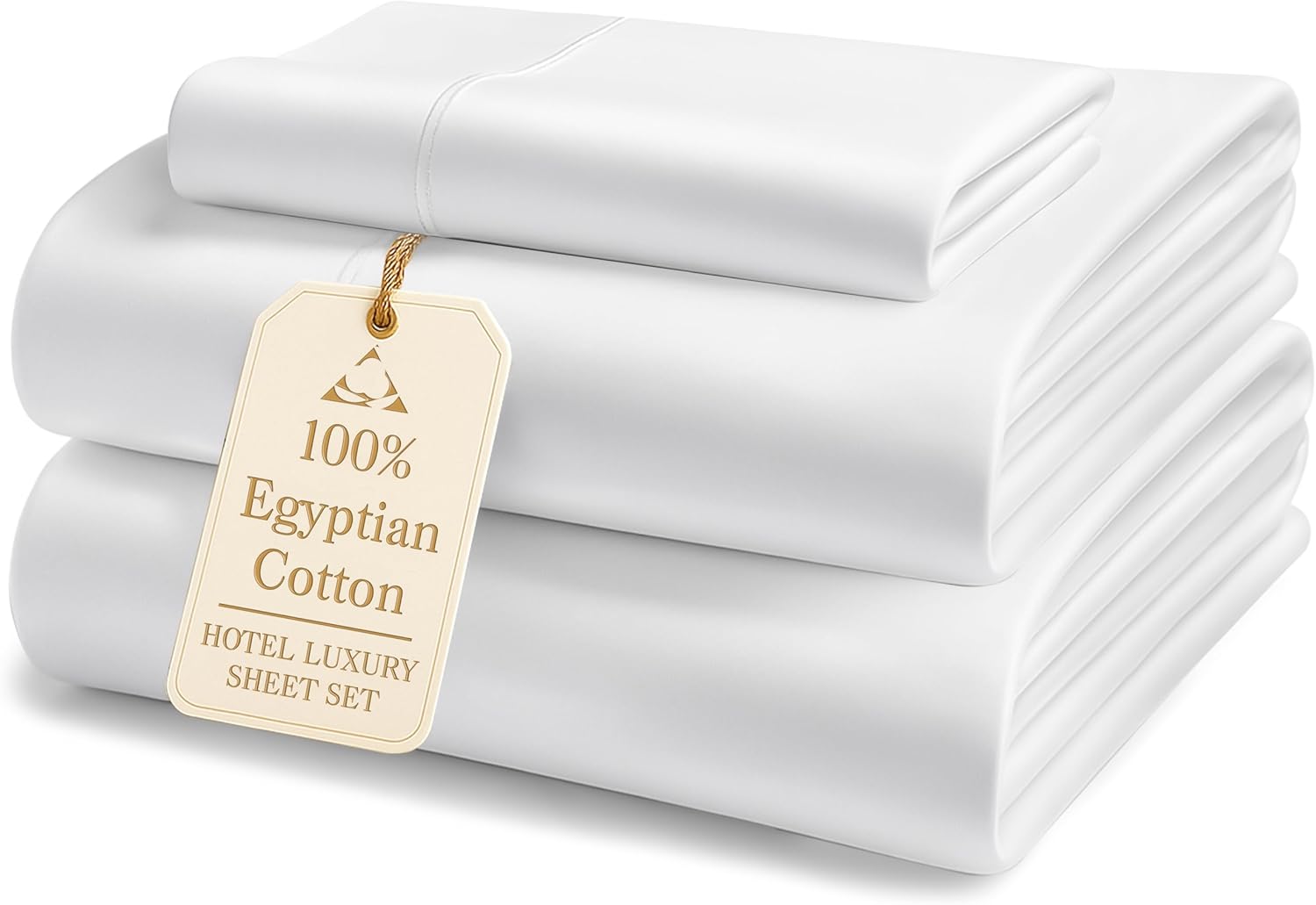 LANE LINEN 100% Egyptian Cotton Twin Sheets Set, Soft & Comfy Luxury Hotel Style Thick Cotton Twin Bed Sheet Set, Fully Elasticized Reinforsed Seams No Pill Natural Cooling White Sheets