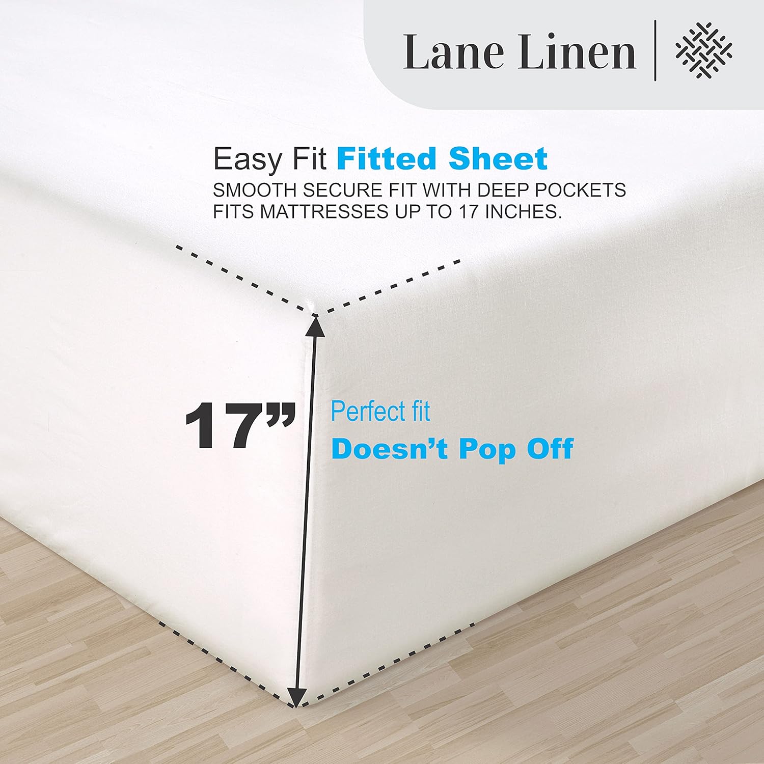 LANE LINEN 100% Egyptian Cotton Twin Sheets Set, Soft & Comfy Luxury Hotel Style Thick Cotton Twin Bed Sheet Set, Fully Elasticized Reinforsed Seams No Pill Natural Cooling White Sheets